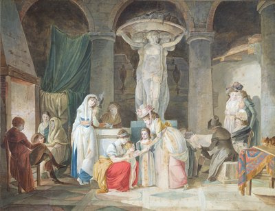 Travellers greeted by peasants in Italy by Jean Baptiste Mallet